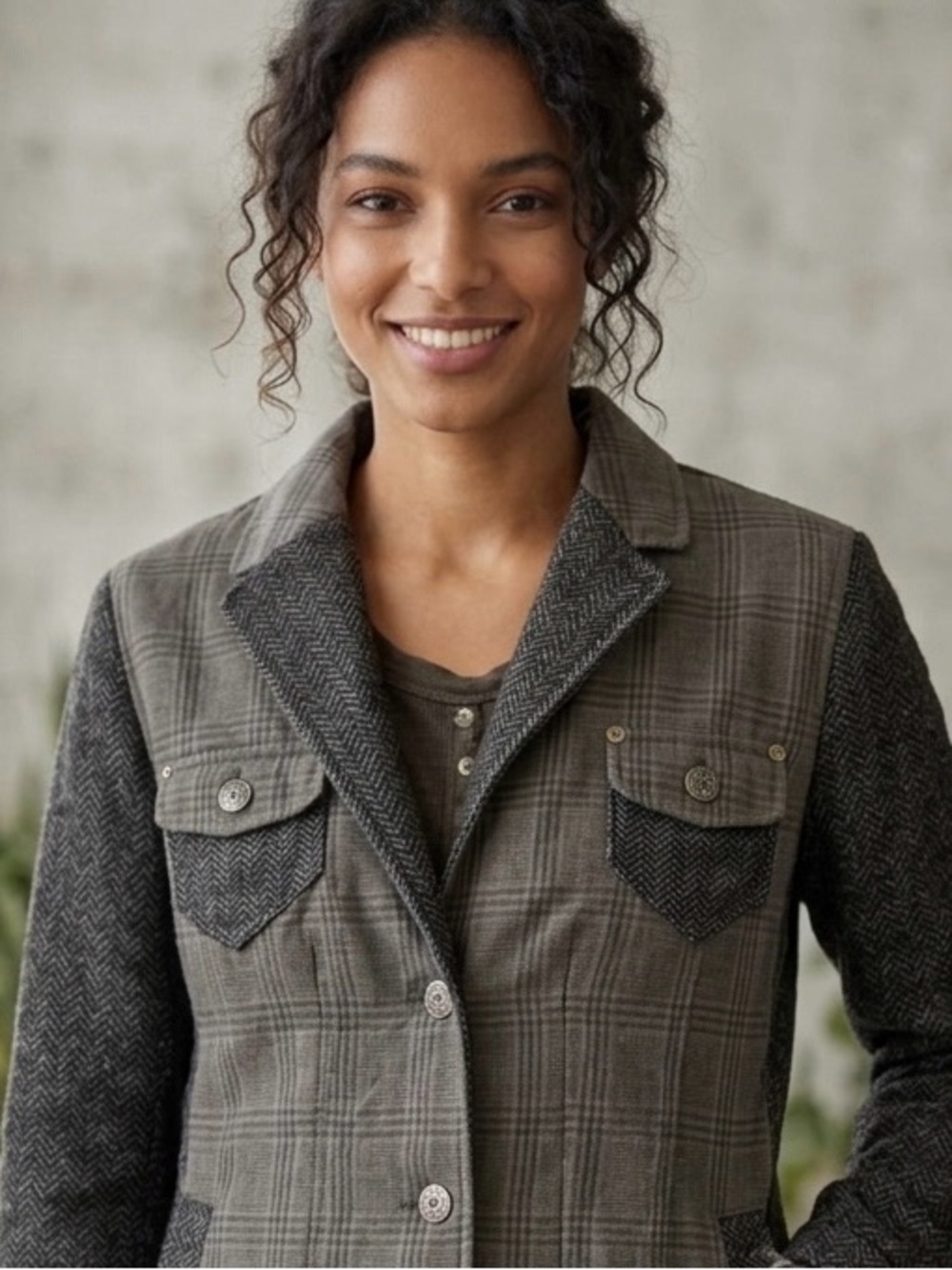 #BackToSchool Tricot Chic Italy | Mixed Media Plaid & Knit Fringe Jacket - US 10 - Picture 5 of 5